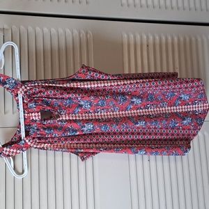 NWOT Sz M Orange/ Navy/White Sleeveless w cutout near neckline